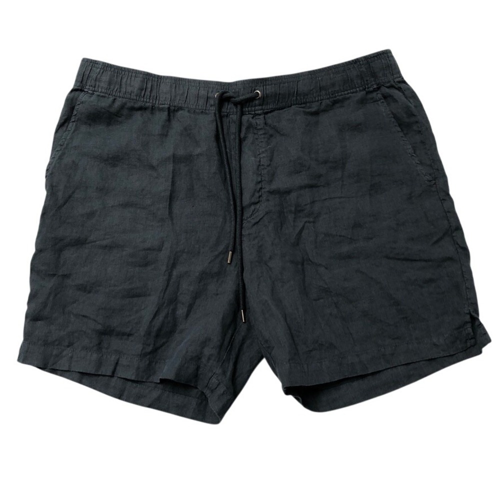 James Perse Linen Shorts Mens 3 Large Navy Blue Drawstring Beach Minimalist